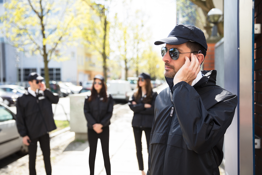 Security Officer with Ear piece